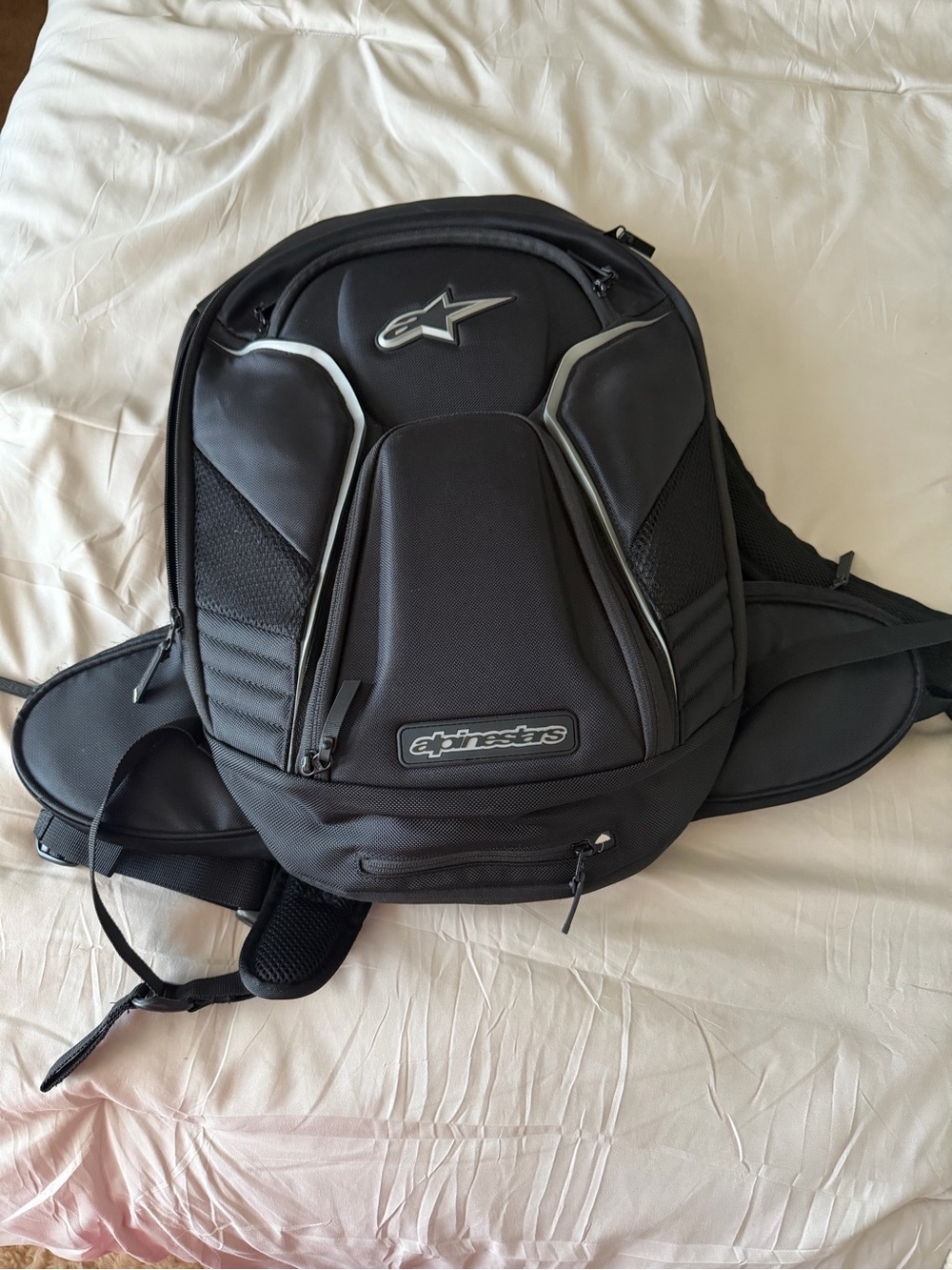 Alpinestars Black Motorcycle Backpack with Reflective Trim